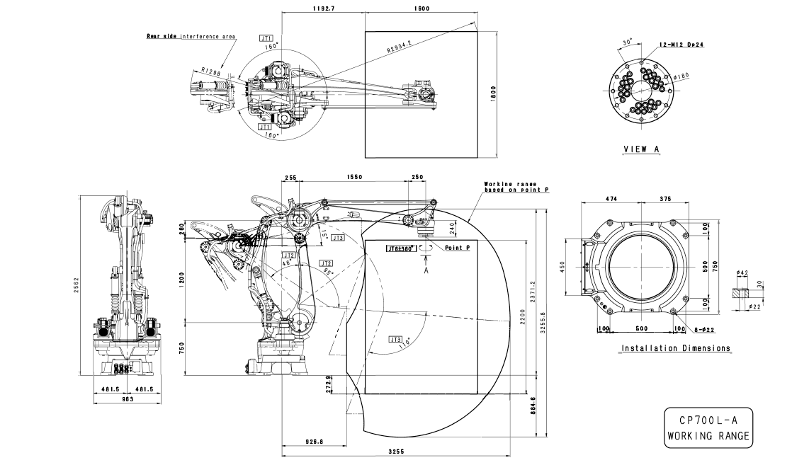 CP700L - zakres ruchów