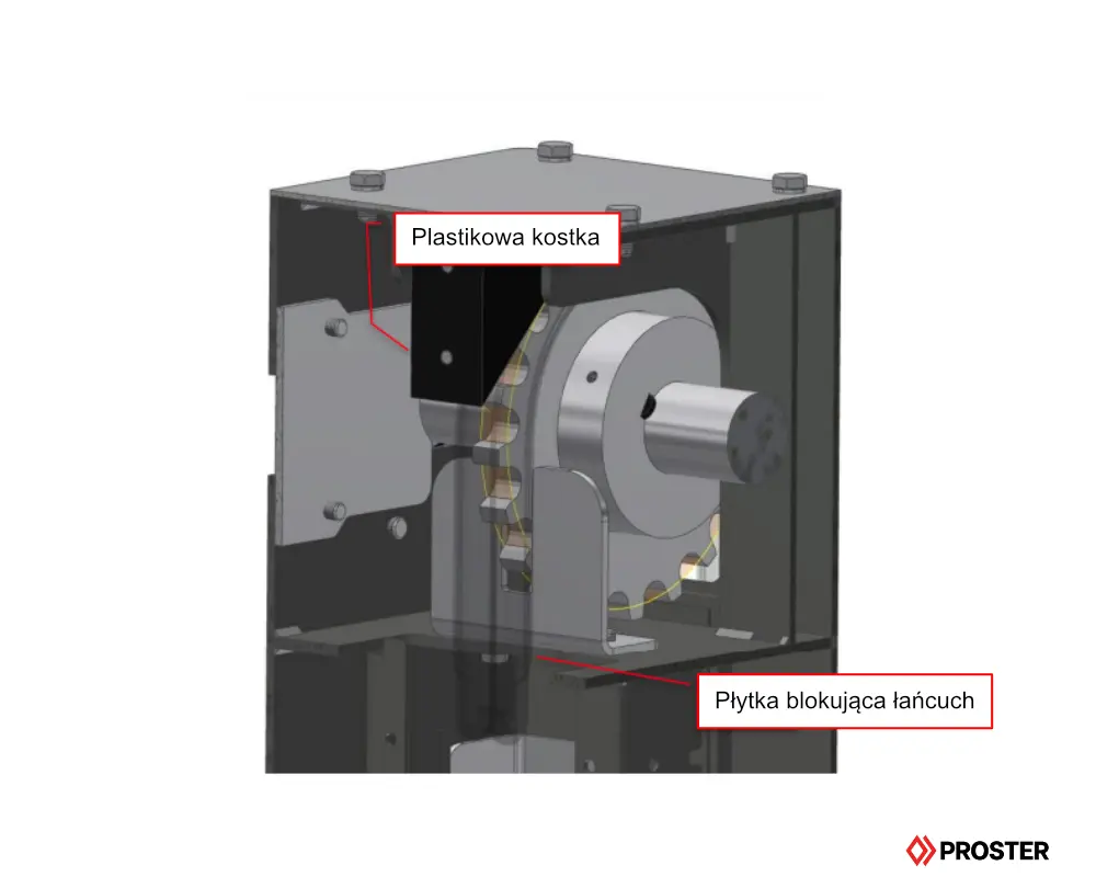 napinanie łańcucha w przenośnikach pionowych qimarox - grafika