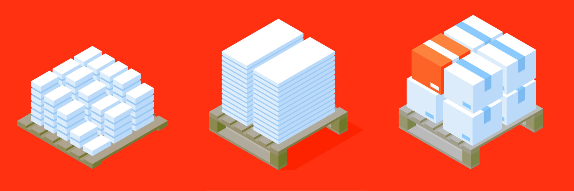 palety z produktem izometryczna grafika